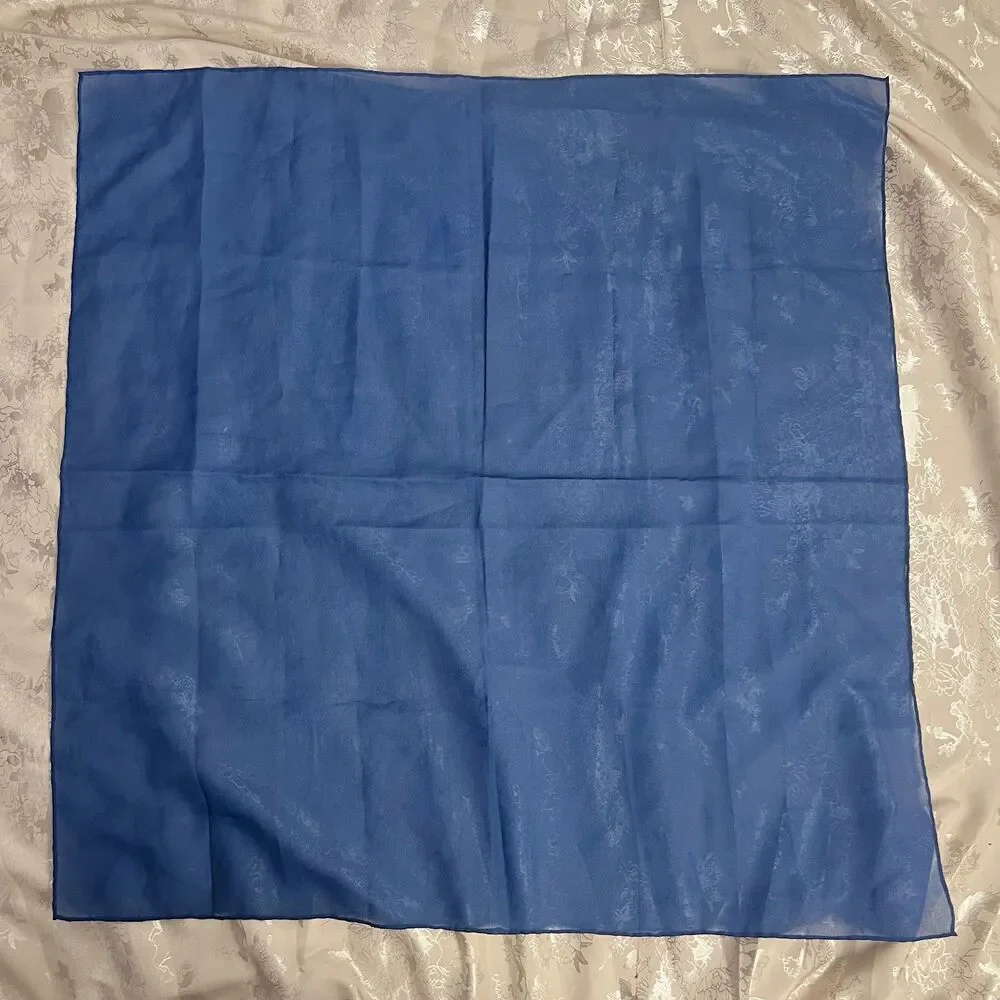 Vintage Sheer Navy Blue Square Scarf 27